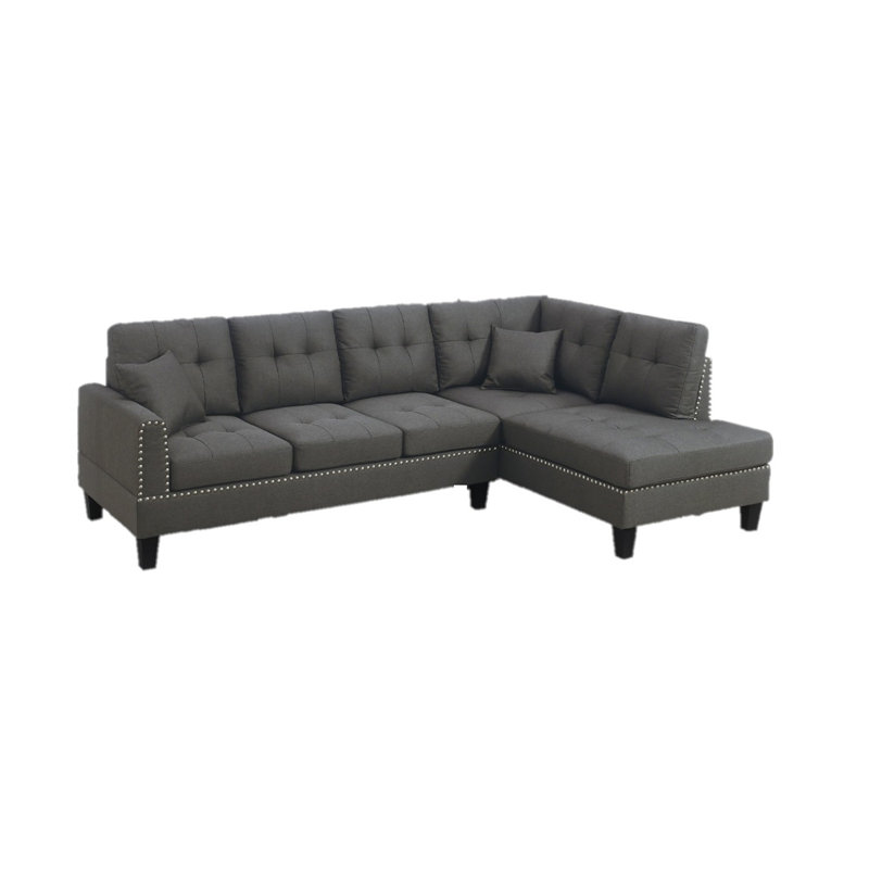 Ensemble de canapé modulaire 2 pièces Mobilier de salon LAF et méridienne RAF couleur café foncé capitonné