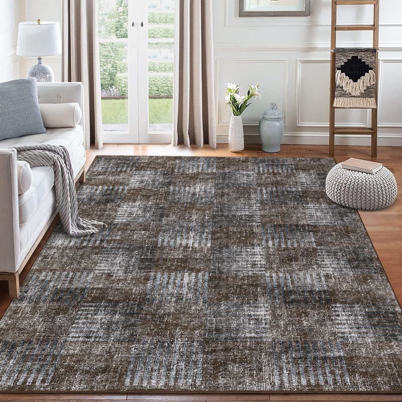 Tapis moderne lavable à la machine pour le salon Edgardo, Rectangle 4pi x 6 pi