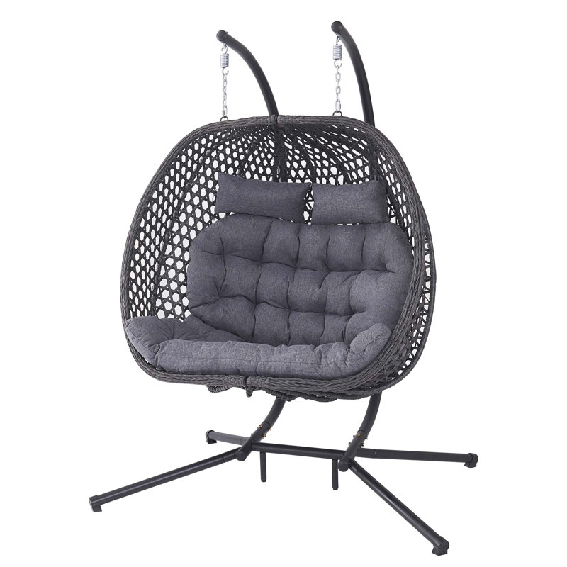 2 Person Porch Swing with Canopy, Grey
