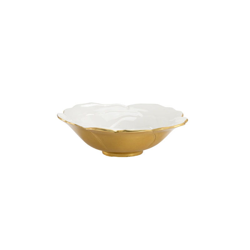 Metal Decorative Bowl, 3" H x 9.5" W x 9.5" D, Gold