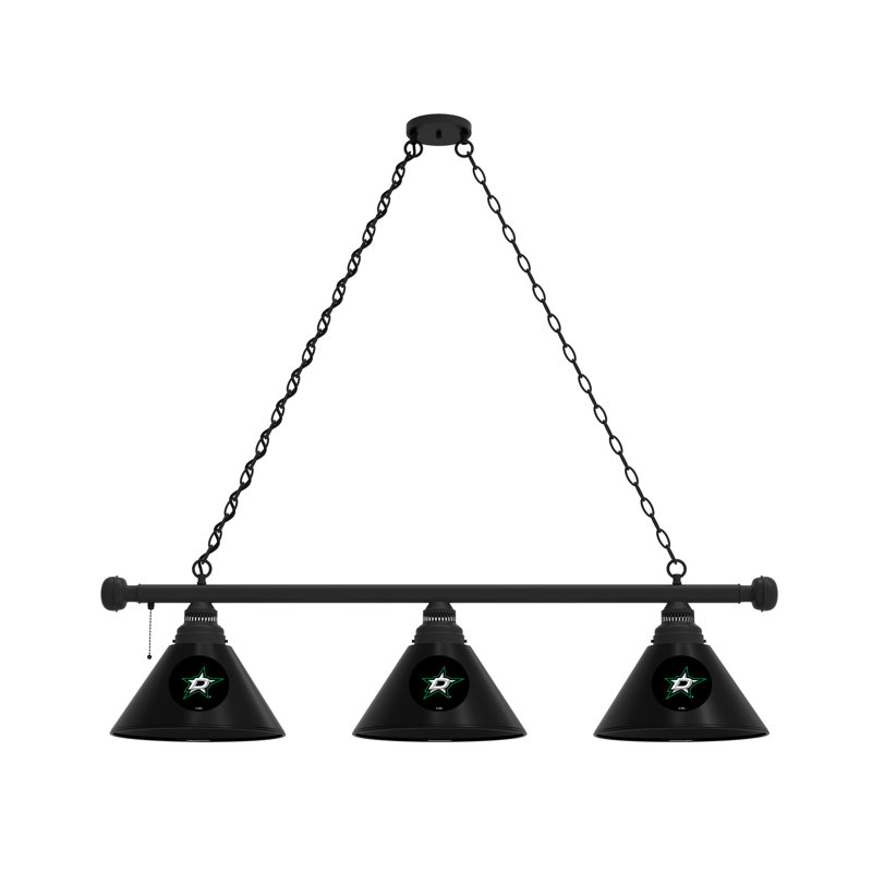 3 - Light Pool Table Lights Pendant, Black, Dallas Stars