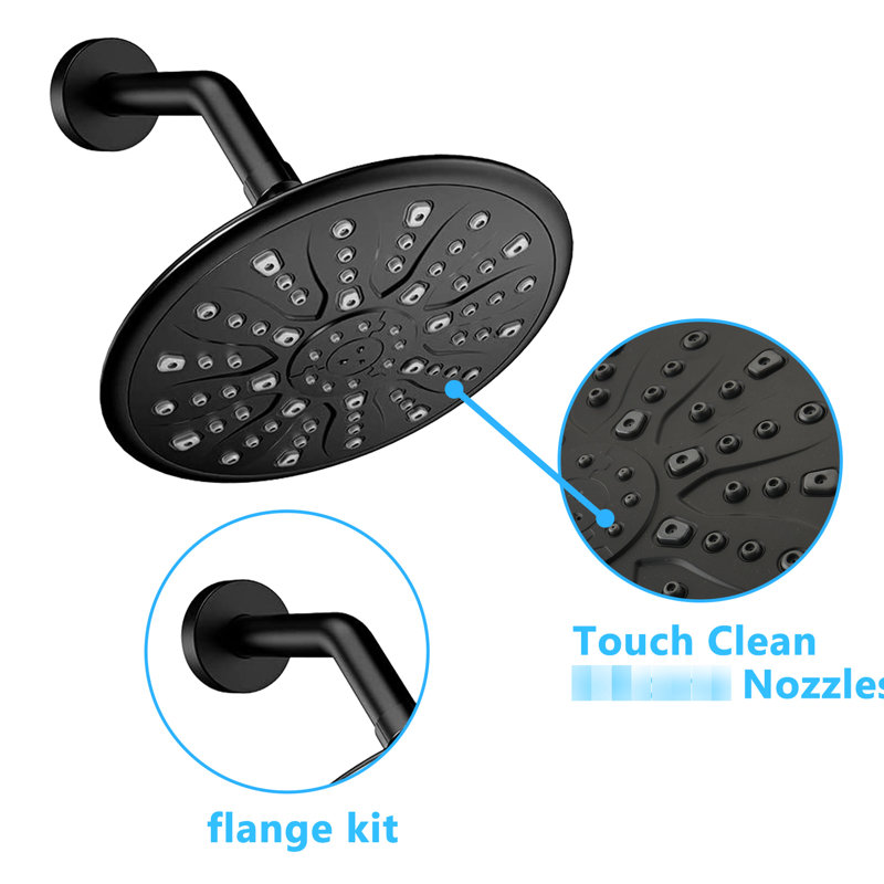Single Handle Shower In Matte Black Look. Has Rain Showerhead, Handheld Shower, Tub Spout & Valve. 1.8 Gpm Flow. Resists Corrosion. Wall Mounted Faucet With Luxury. Comprises Gpm. Corrosion . Mount