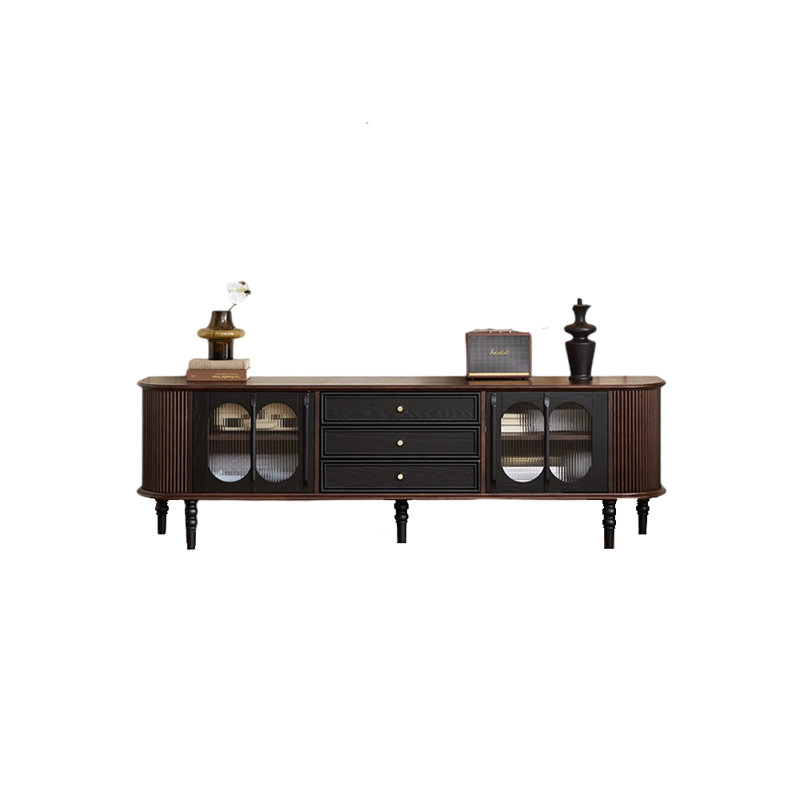 Meuble télé de style médiéval, Bois brun foncé