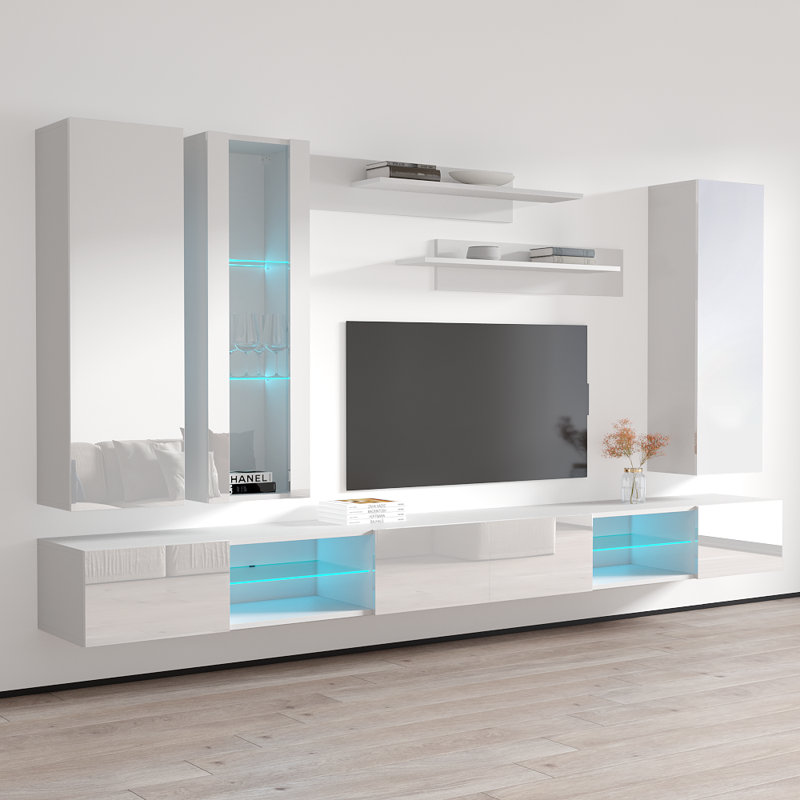 Meuble audio-vidéo flottant Fly, Blanc
