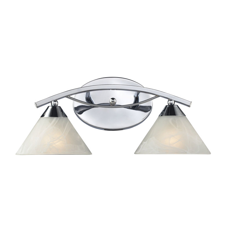Éclairage pour meuble-lavabo à 2 lumières de 18 po de large Elysburg - Chrome poli, Deux lumières, H 8 po x l 18 po x P 9 po