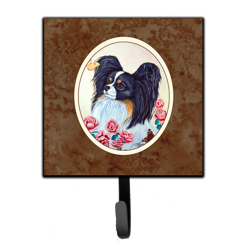 Organisateur de clés murales avec crochets clés french bouledogue Pelin, Brun / noir / rose, Papillon