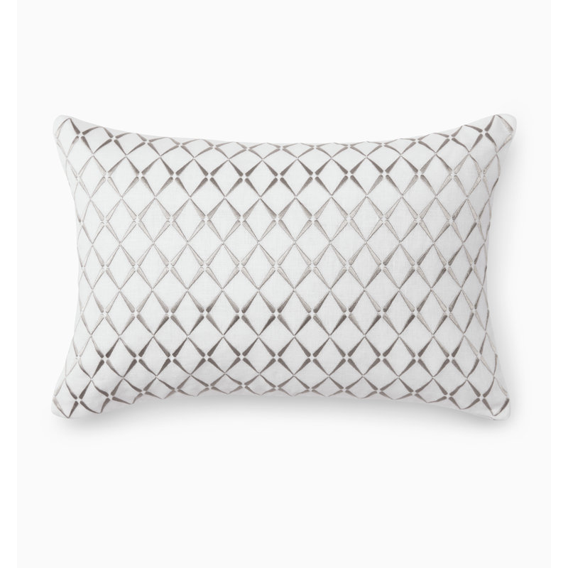 Amaro Linen Lumbar Pillow Cover & Insert, White/Gray