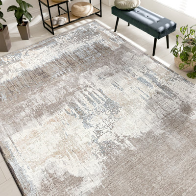 Tapis beige et ivoire noué à la main de haute qualité
