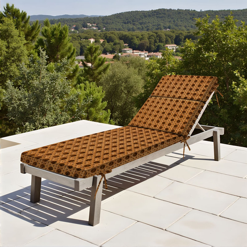 Coussin de chaise longue Peenoke 72,5 po L × 21 po l × 3 po P (siège) Intérieur/Extérieur, épaisseur 3 po, rotin tressé, tons bruns chauds, gros plan, résistant à l'eau, coussin de remplacement pour mobilier de patio
