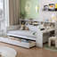 Lit de jour simple en bois avec compartiments de rangement et bureau-375197998