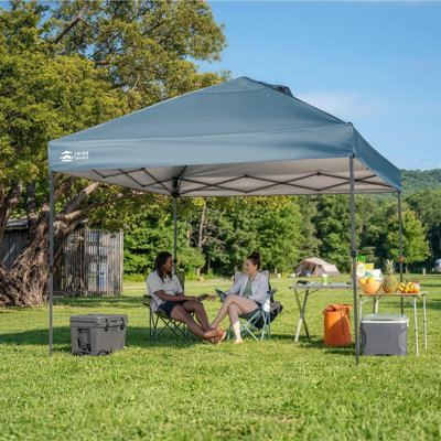  CROWN SHADES 10' x 10' Commercial Pop-Up Canopy Tent with Center Lock and Metal Frame, Cyan Blue