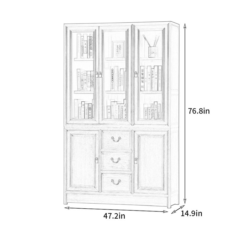 Millicent 76.8'' H x 47.2'' W  Solid Wood Standard Bookcase, (2 Shelves) 76.8"H x 47.2"W x 14.9"D