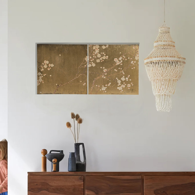 Motif floral divisé sur toile, 2 pièces minimalistes