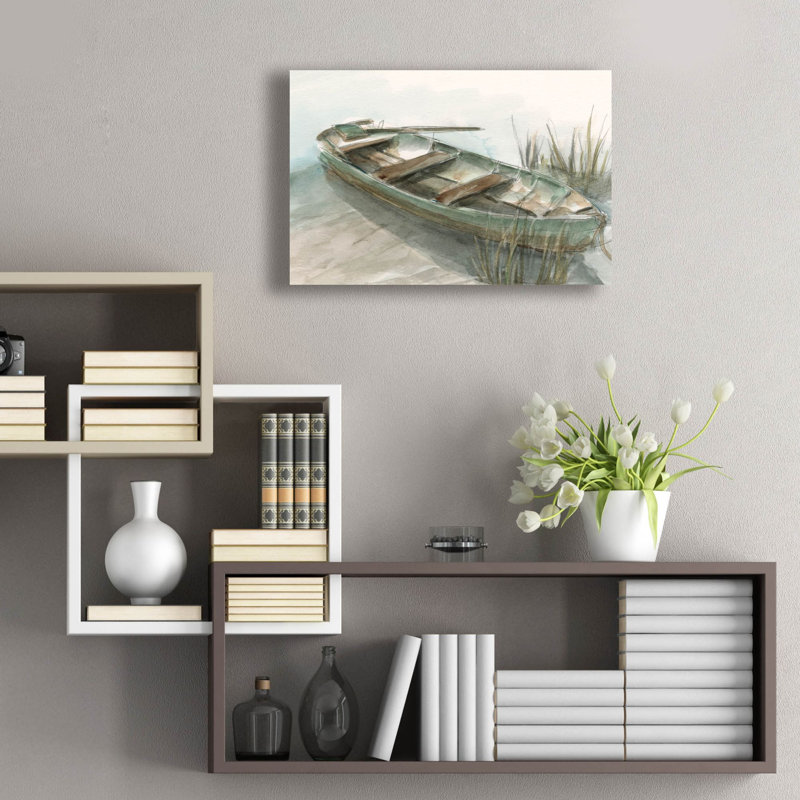 Art mural en verre «Abandonné Row Boat 2» par Ethan Harper, H 16 po x l 24 po