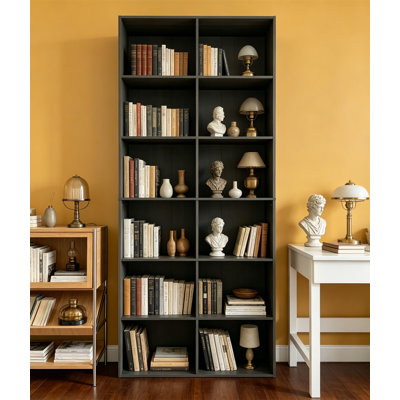 DVD Storage Tower, 6-Tier Media Storage Cabinet with Open Shelves DVD Bookshelf for CDs Books Games Blue Rays Black