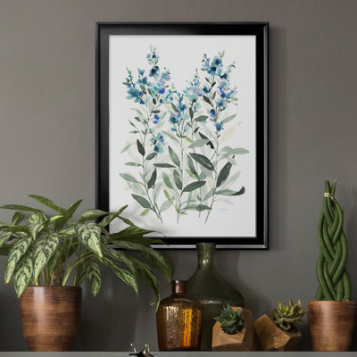 «Delicate Blue Botanical II», peinture sur toile encadrée