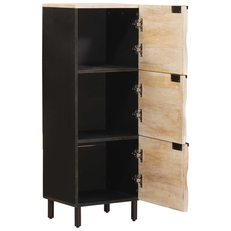 Solid Wood Rectangle Accent Cabinet, Black/White Wash 
