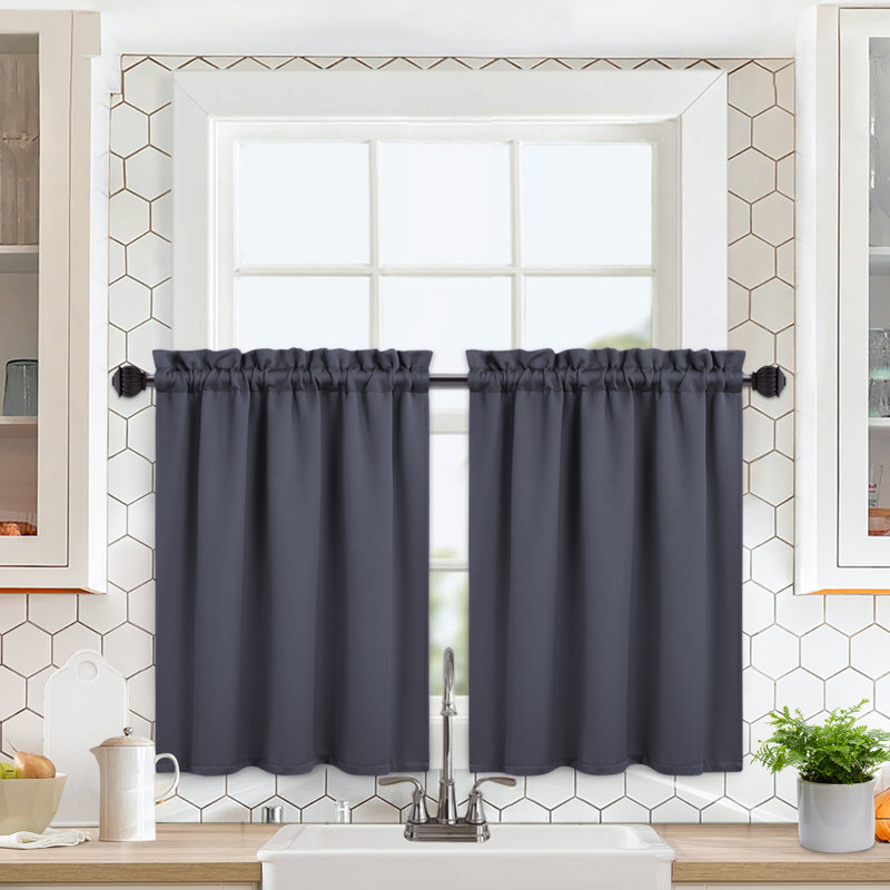 Kitchen Curtain Kitchen Pelmet, 66cm H x 76cm W, Grey