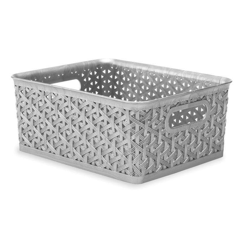 Whitmor Resin Form Half Basket, Small, Silver