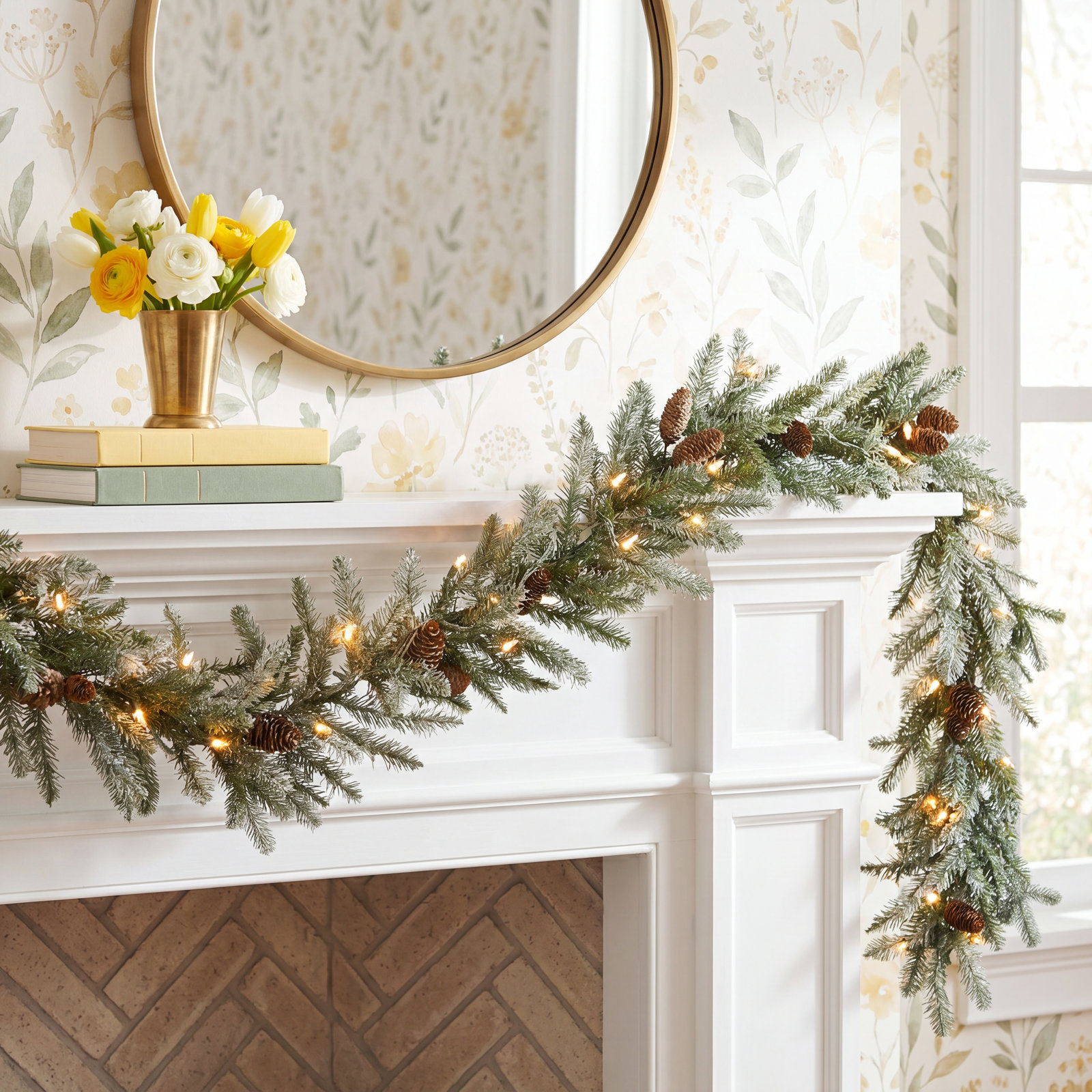 108" Frosted Pre-Lit Morgan Spruce Garland
