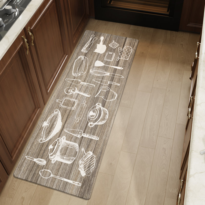 Finnlie Ant-Fatigue Non-Skid Kitchen Mat, Runner 2' x 7'3", Brown