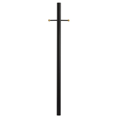 7ft Direct Burial Post with Ladder Rest, Photo Cell & Ground Outlet - Textured Black