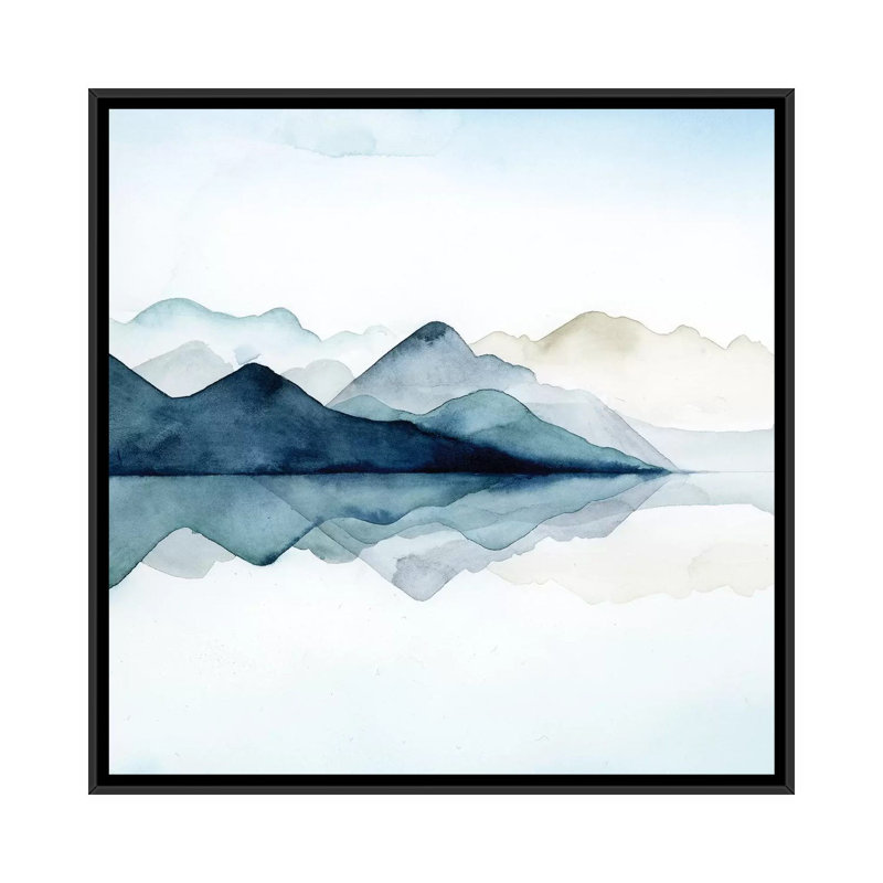 «Glacial I», reproduction sur toile, H 37 po x l 37 po x p 1,5 po, Toile avec cadre noir, Pas de tapis