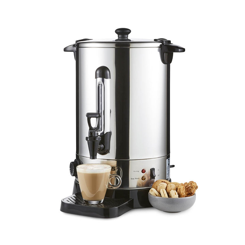 GEEPAS Electric Catering Urn, Instant Hot Water Boiler Dispenser - Tea Urn Kettle Home Brewing Commercial or Office Use with Keep Warm- Easy Pour Tap, Stainless Steel – 2 Year Warranty