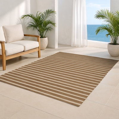 HorizontalStripes Brown Indoor and Outdoor Area Rug