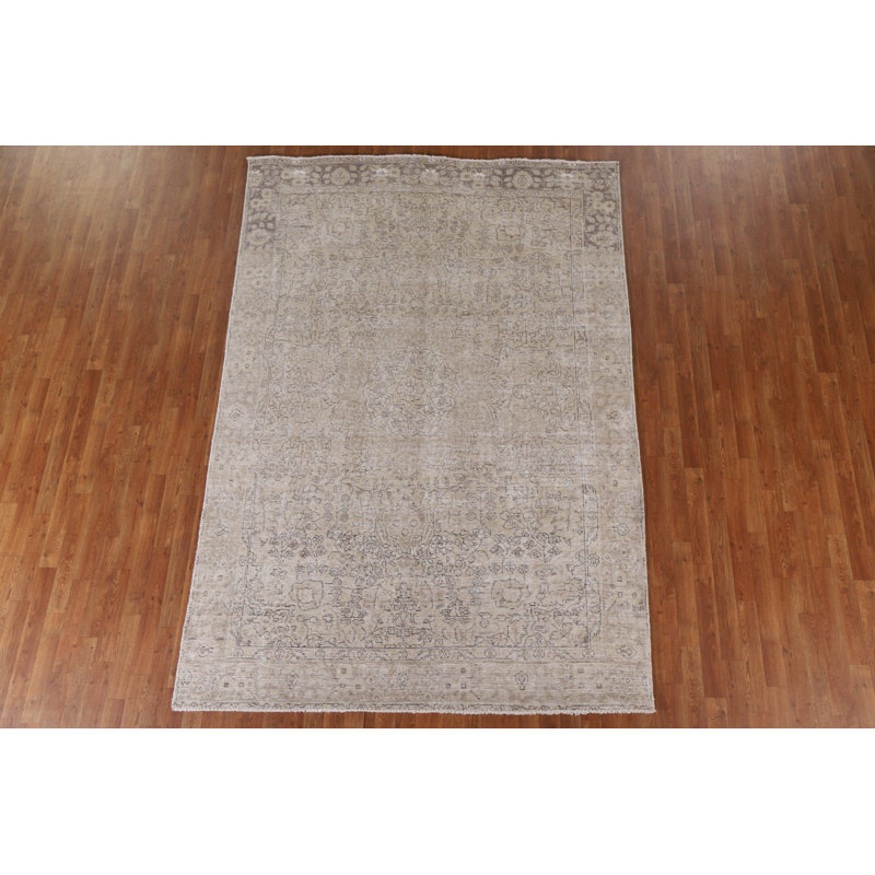 Tapis Tabriz patiné délavé noué à la main 7 x 10