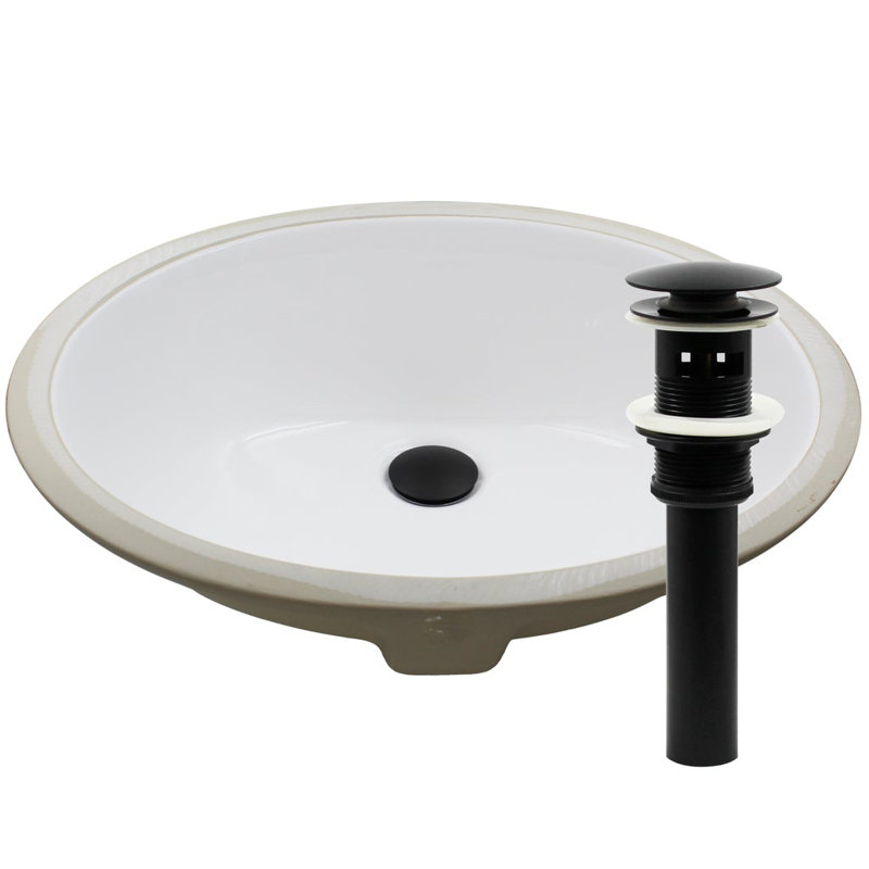 Novatto 16'' Porcelain Oval Bathroom Sink with Overflow, Matte Black