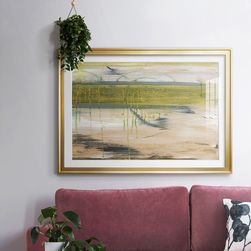 Aquatic Reflections I-FramedFramed Print W biseauté mat et verre, Or, H 30 po x l 44 po x P 1,5 po