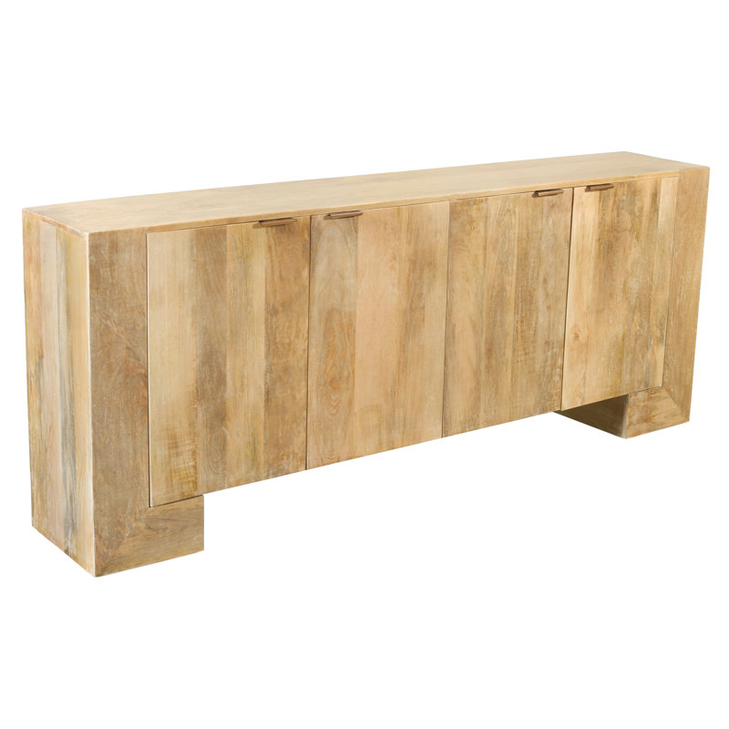 Everette 4-door Sideboard In Modern Natural Finish On Mango Solid Wood