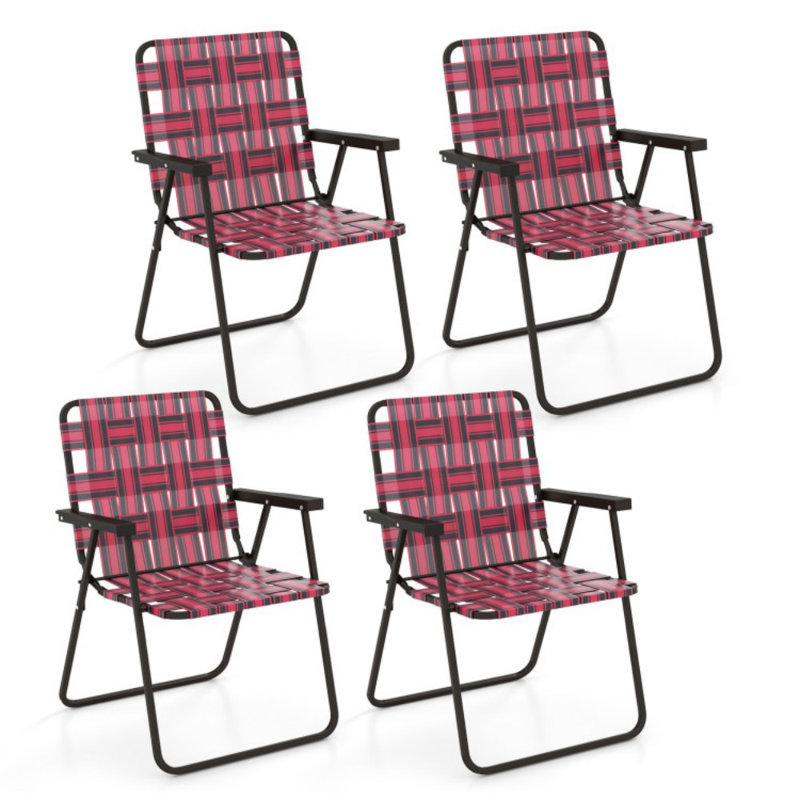 Chaise de plage pliante 4 pièces, Rouge