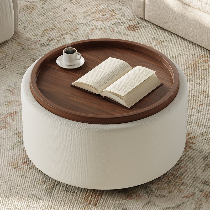 Table basse ronde avec rangement Verve, Beige