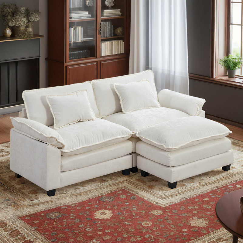 Gillina Upholstered Sectional Reversible, White