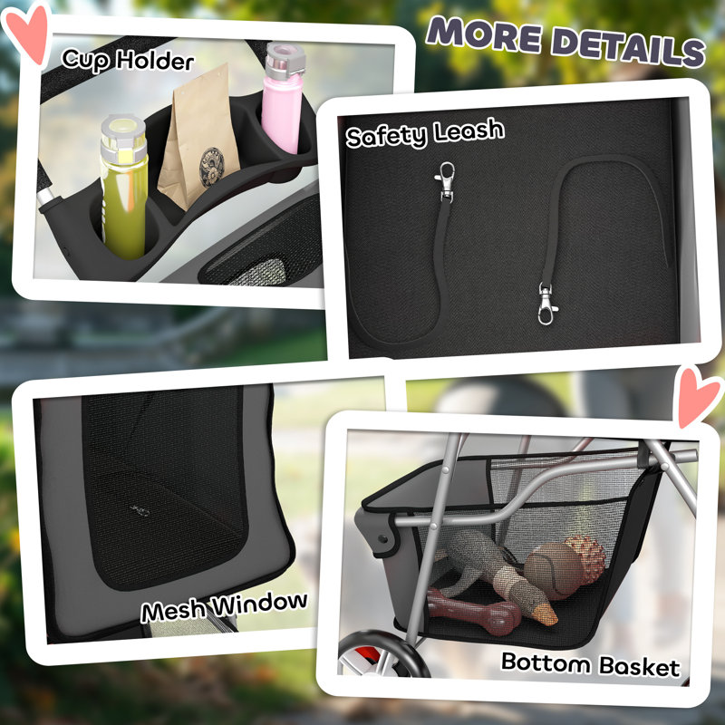 Foldable Pet Stroller, Grey