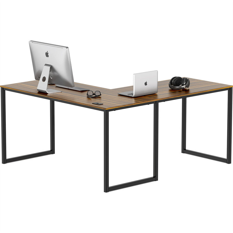 Bureau d'écriture en L Chaddie, Brun / noir, H 27,99 po x l 60 po