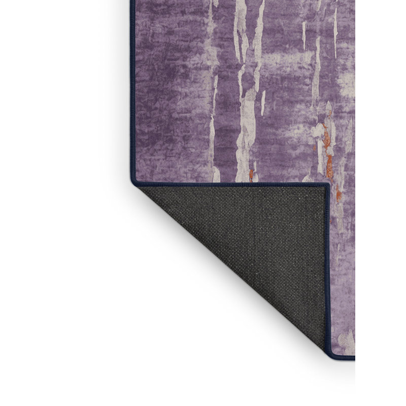 Tapis mauve soyeux et moelleux, Rond 4 pi