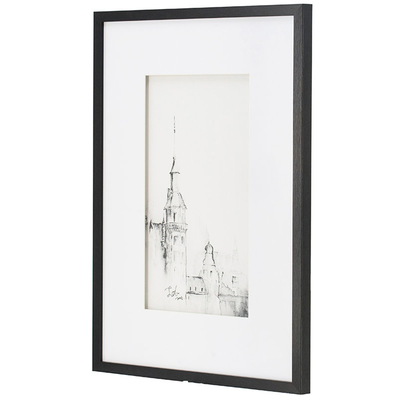 4 architectures murales pour la décoration intérieure - salon, salle à manger, vestibule, cadre en bois noir de 20 x 28 po, design industriel scandinave minimaliste de qualité