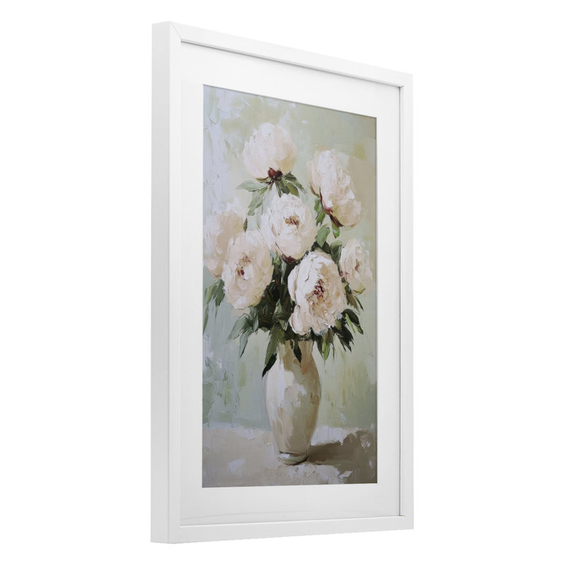 Doux bouquet floral rose, reproduction encadrée sous verre, design par Petal Prints Design, H 20 po x l 14 po