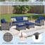 Canapé d'extérieur en osier de 69,7 po de large avec coussins d'extérieur pour terrasse, bleu