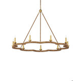 Savoie 9 - Light Wrought Iron/Rattan Chandelier by Suzanne Dui