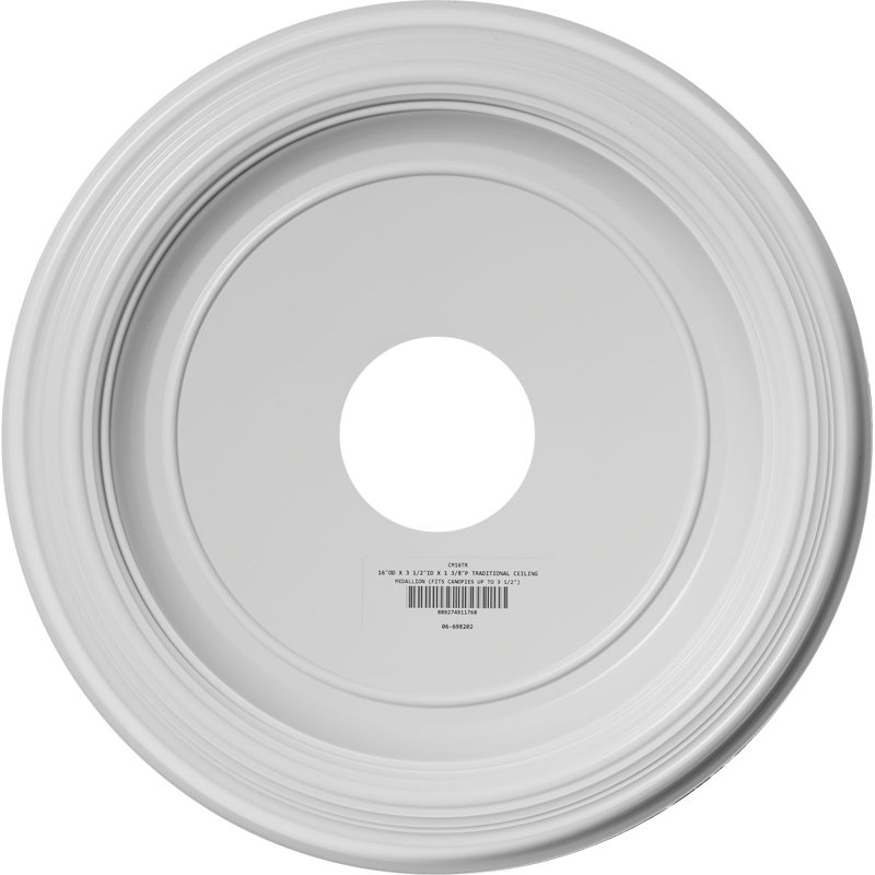 Traditional Traditional Thermoformed PVC Ceiling Medallion, 16" H x 16" W x 1.38" D, White