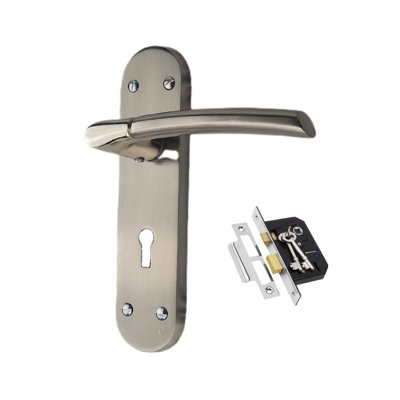 Golden Grace Indiana Door Handles on Backplate in Duo Polished Finish with 3 Lever Lock (GG) and 2 Keys