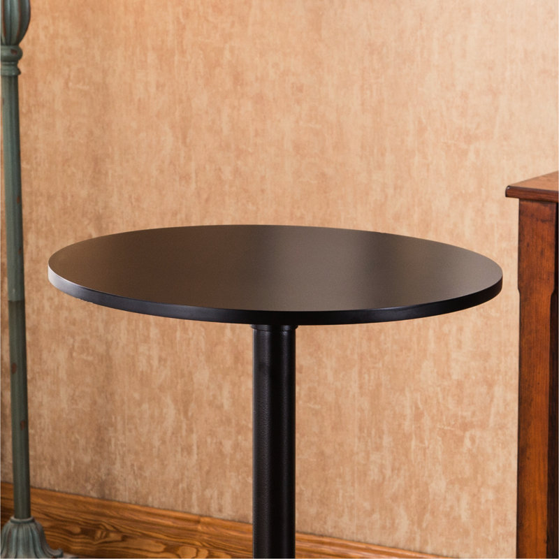Table de bar contemporaine en métal noir, plateau rond de 24 po, pieds réglables pour la maison, pieds de table élégants H 40 po, délicat, 40