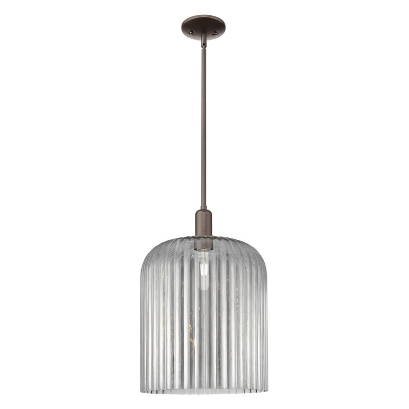 Downtown Urban - Voile de mariée - Mini-luminaire suspendu 1 tige, H 18 po x l 12 po x P 12 po, Gris fumée clair