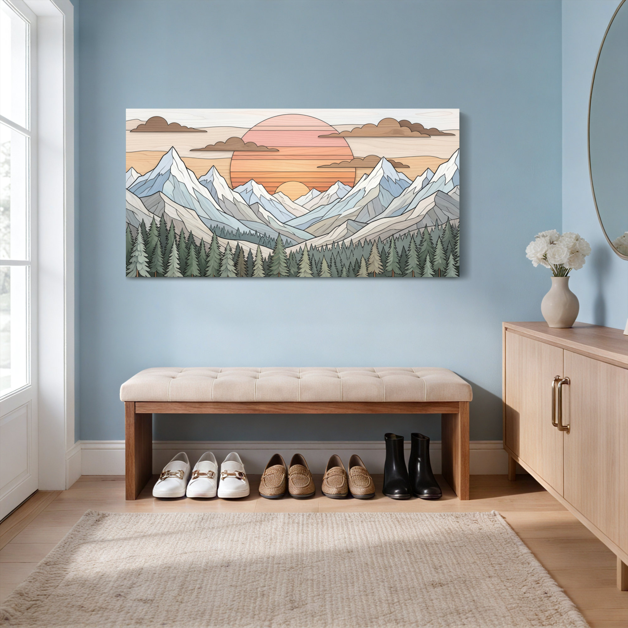Winston Porter Mountain Landscape Sunset Canvas Wrapped Wall Art Oil ...