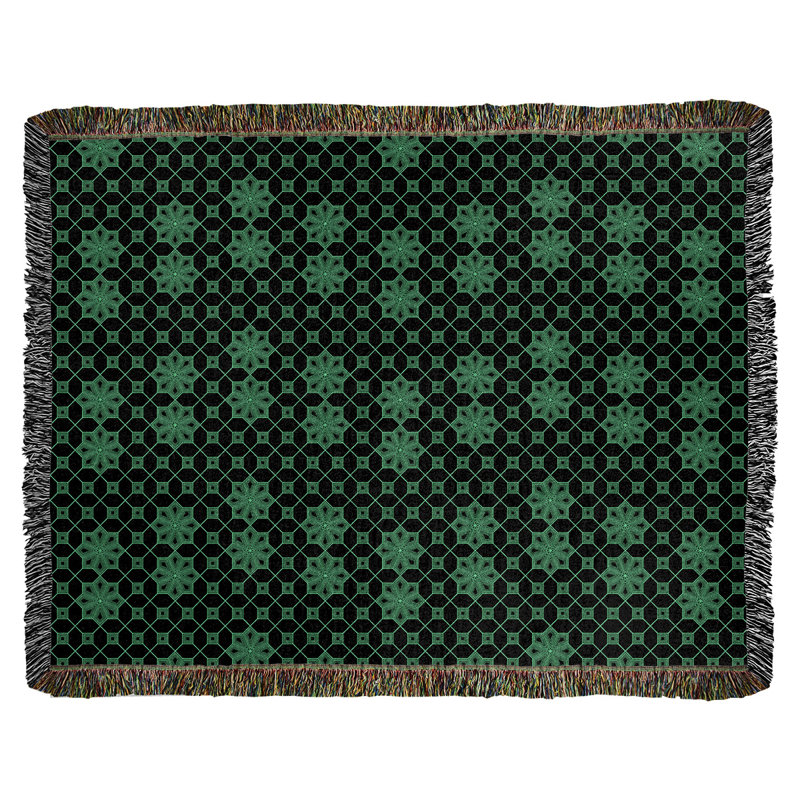Couverture tissée Katelyn Elizabeth, L 60 po x L 80 po, Vert / noir