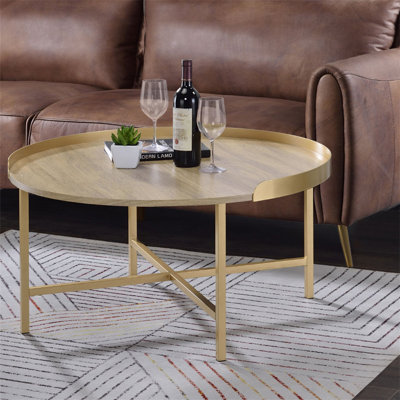 Table basse ronde avec plateau de style plateau seulement la table, sans chaises.